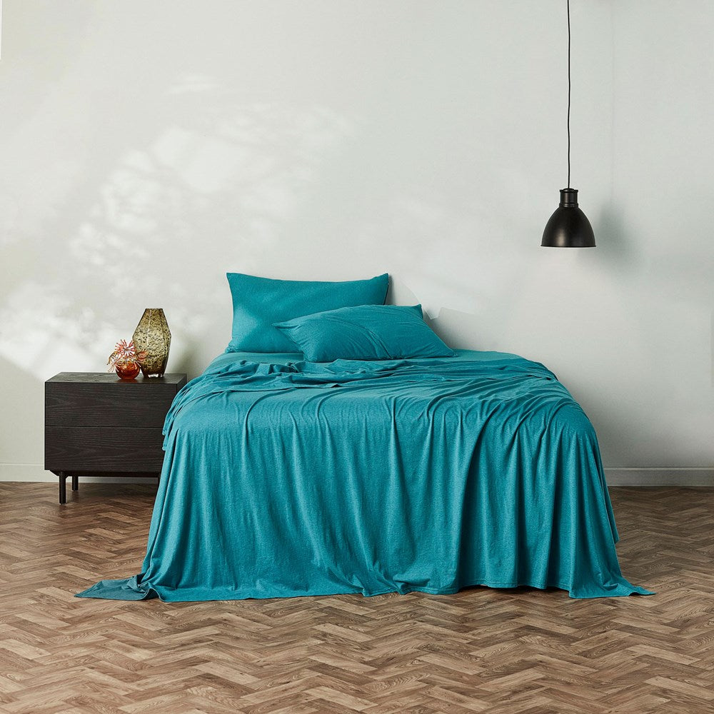 Cotton Jersey Flat Sheet - Teal