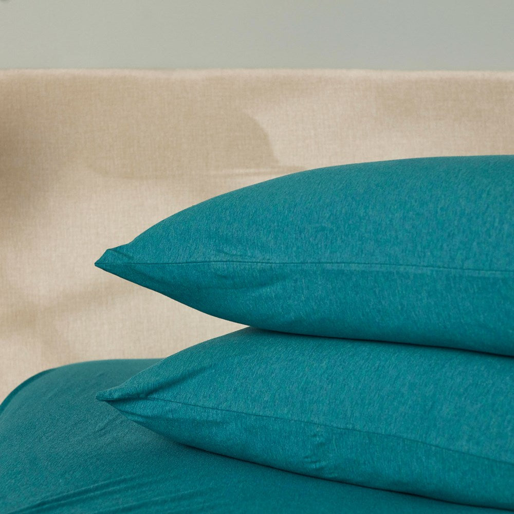 Cotton Jersey Pillowcase Pair - Teal