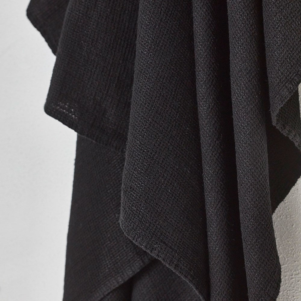 Stone Wash Linen Waffle Face Cloth - Nero