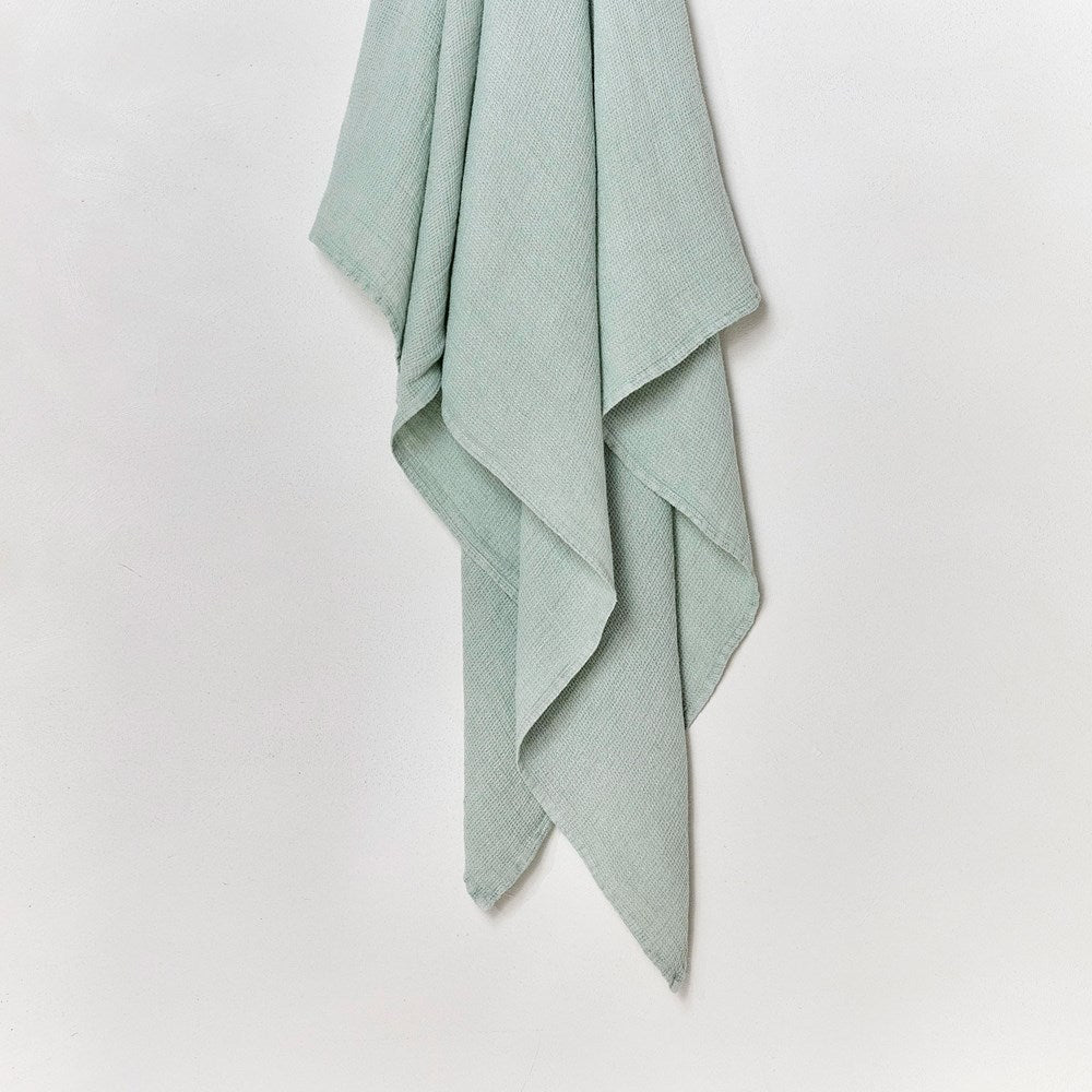 Stone Wash Linen Waffle Face Cloth -Sage