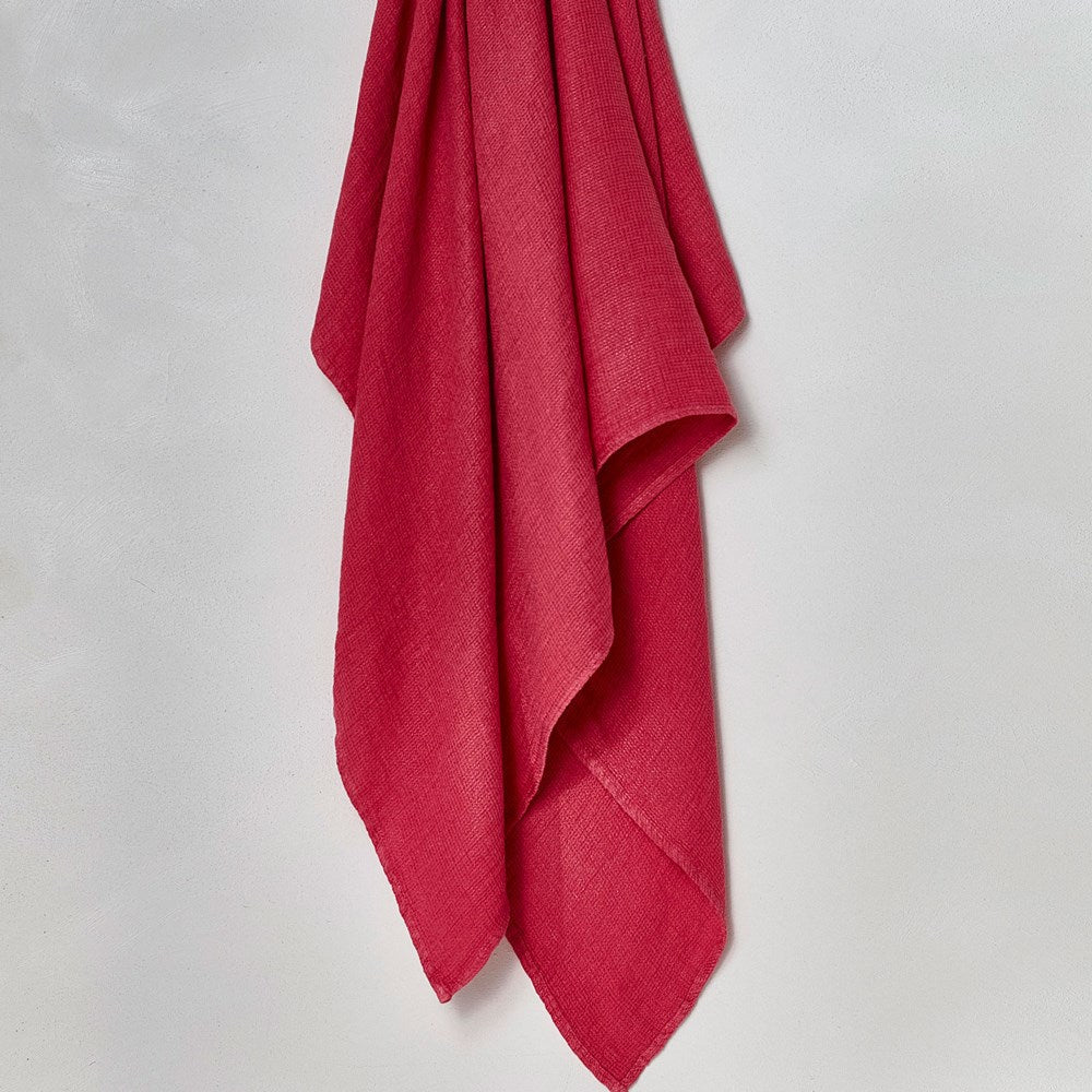 Stone Wash Linen Waffle Face Cloth - Rasberry