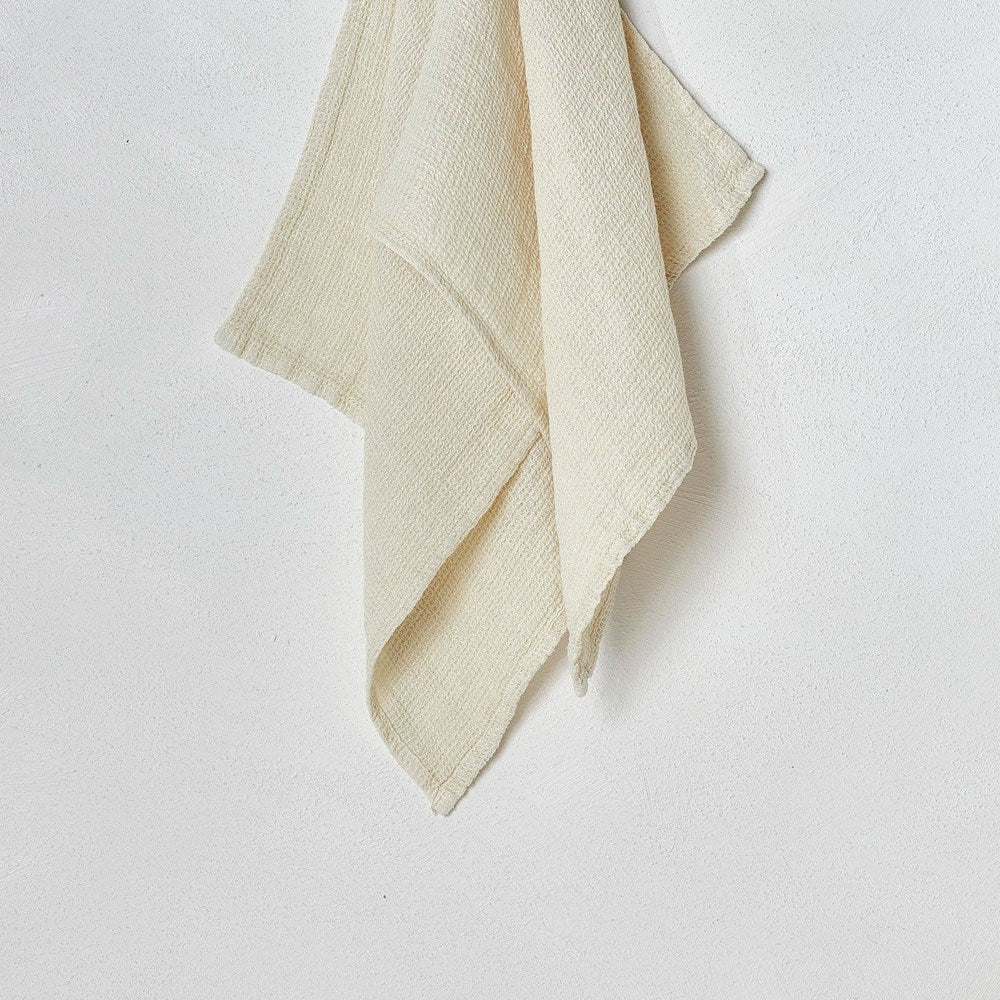 Stone Wash Linen Waffle Bath Sheet - Oatmeal