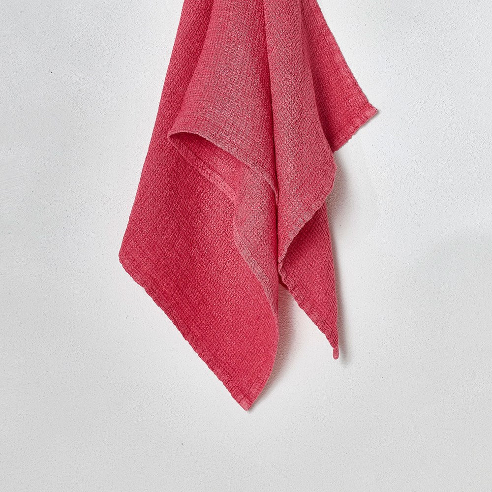 Stone Wash Linen Waffle Hand Towel - Rasberry