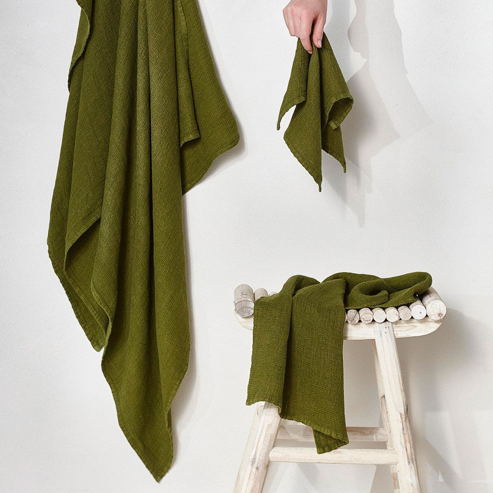 Stone Wash Linen Waffle Bath Sheet