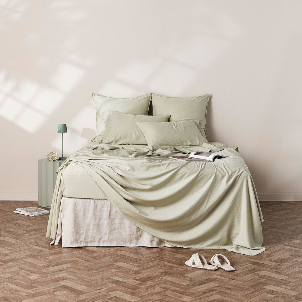 Soft Washed Cotton Pillowcase - Sage