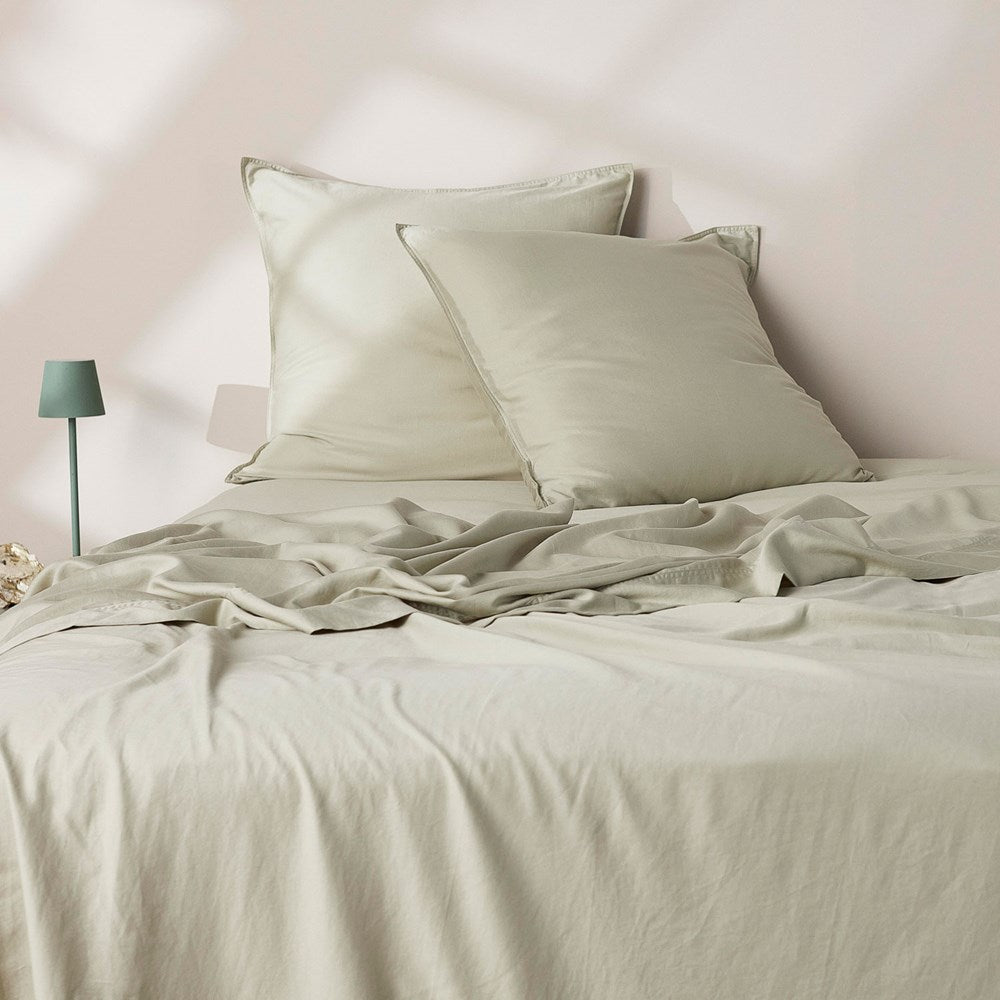 Soft Washed Cotton European Pillowcase - Sage