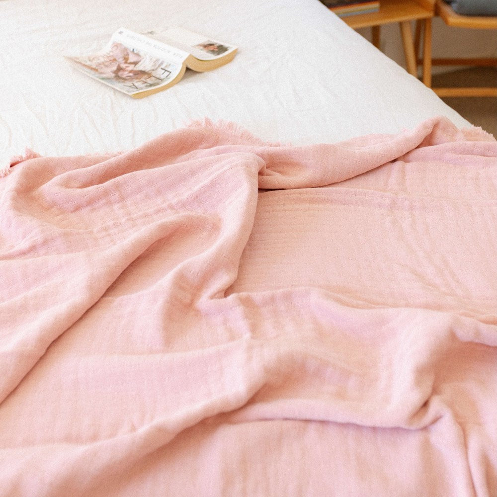 Portuguese Signo Cotton Gauze Throw - Rose