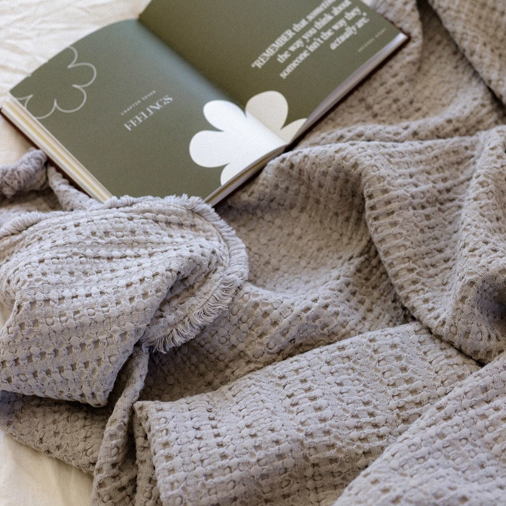 Portuguese Nasa Cotton Waffle Throw - Silver