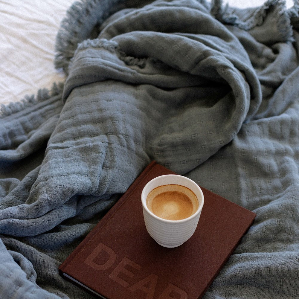 Portuguese Signo Cotton Gauze Throw - Slate