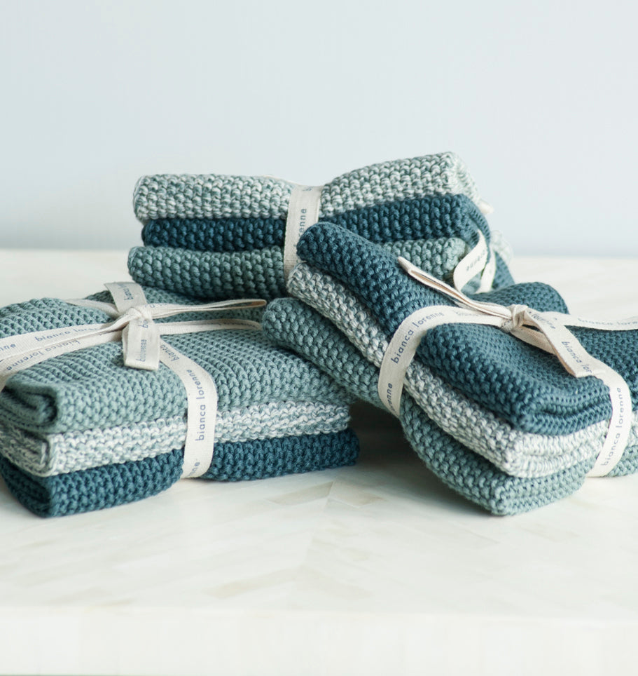 Bianca Lorenne Lavette Teal Washcloths - Set of Three