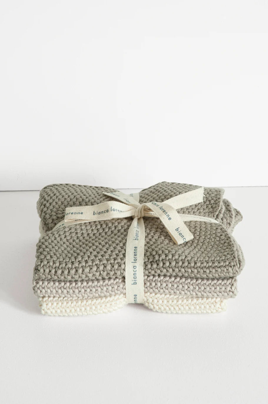 Bianca Lorenne Lavette Taupe Washcloths - Set of Three