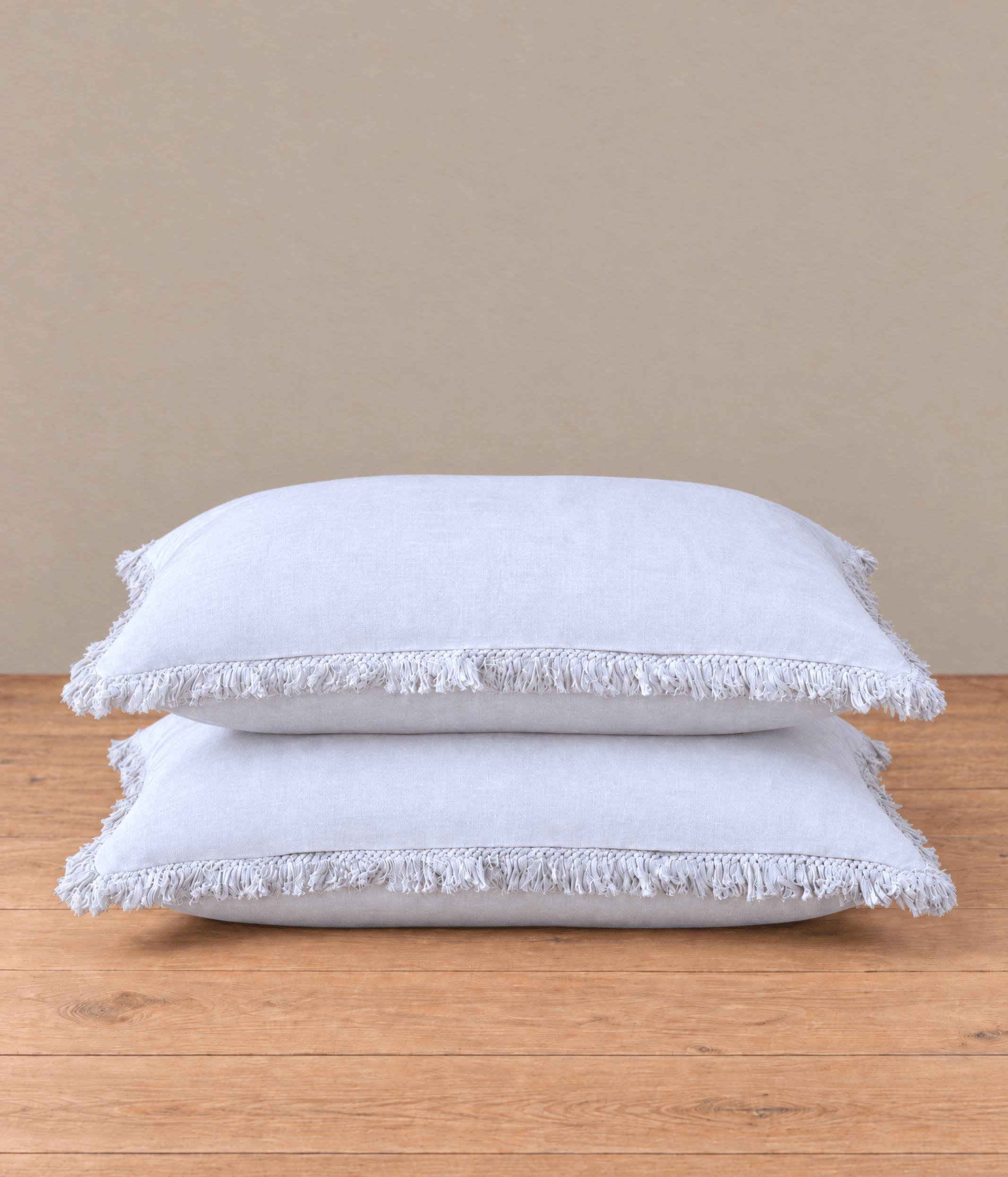 MM Linen Laundered Linen Tassel Pillowcover Set - White