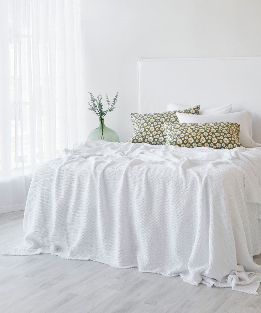 Lisboa Waffle Blanket - White