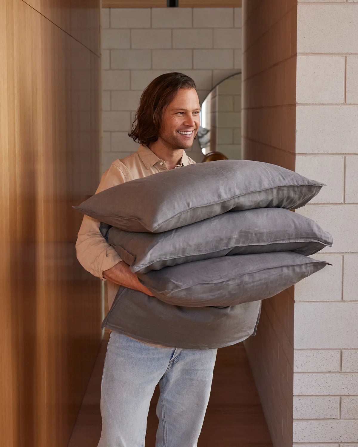 Ravello Pillowcase Set Charcoal