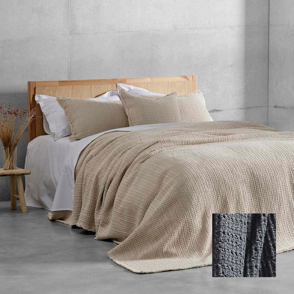 Portuguese Nasa Cotton Waffle Blanket - Charcoal