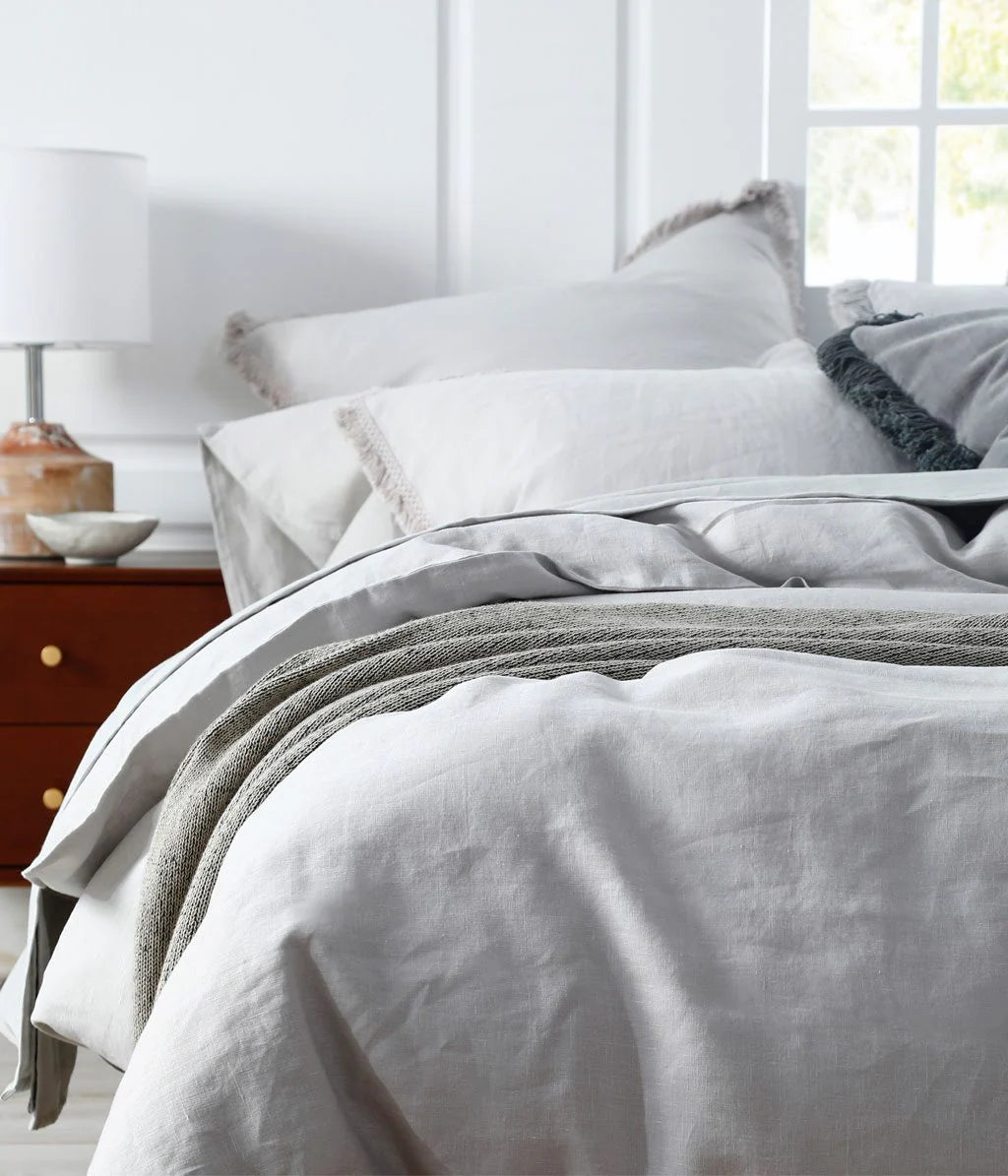 MM Linen Laundered Linen Duvet Set - Pewter