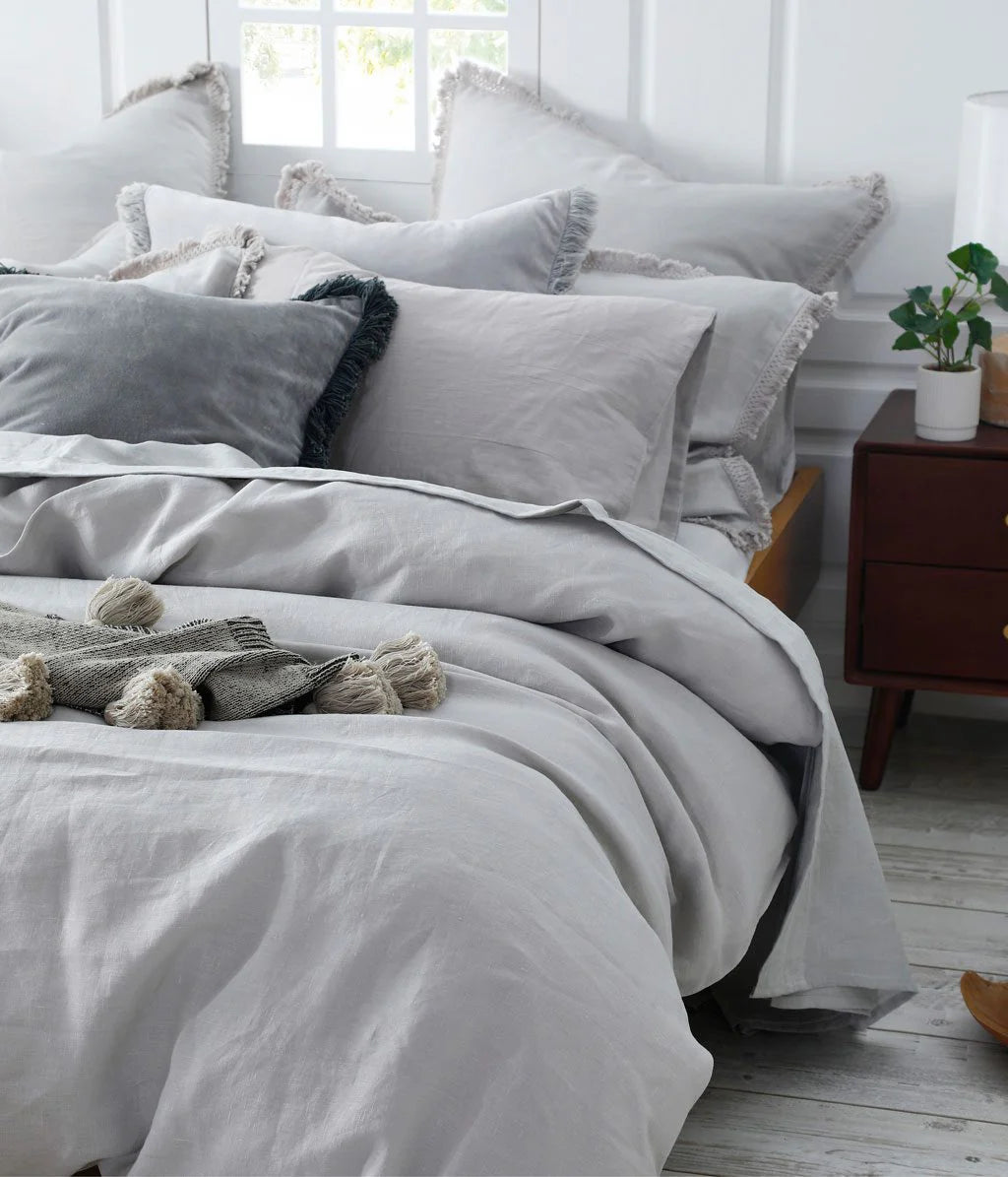 MM Linen Laundered Linen Duvet Set - Pewter