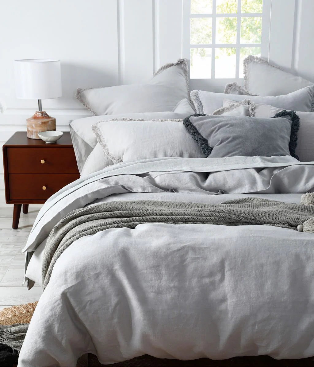 MM Linen Laundered Linen Duvet Set - Pewter