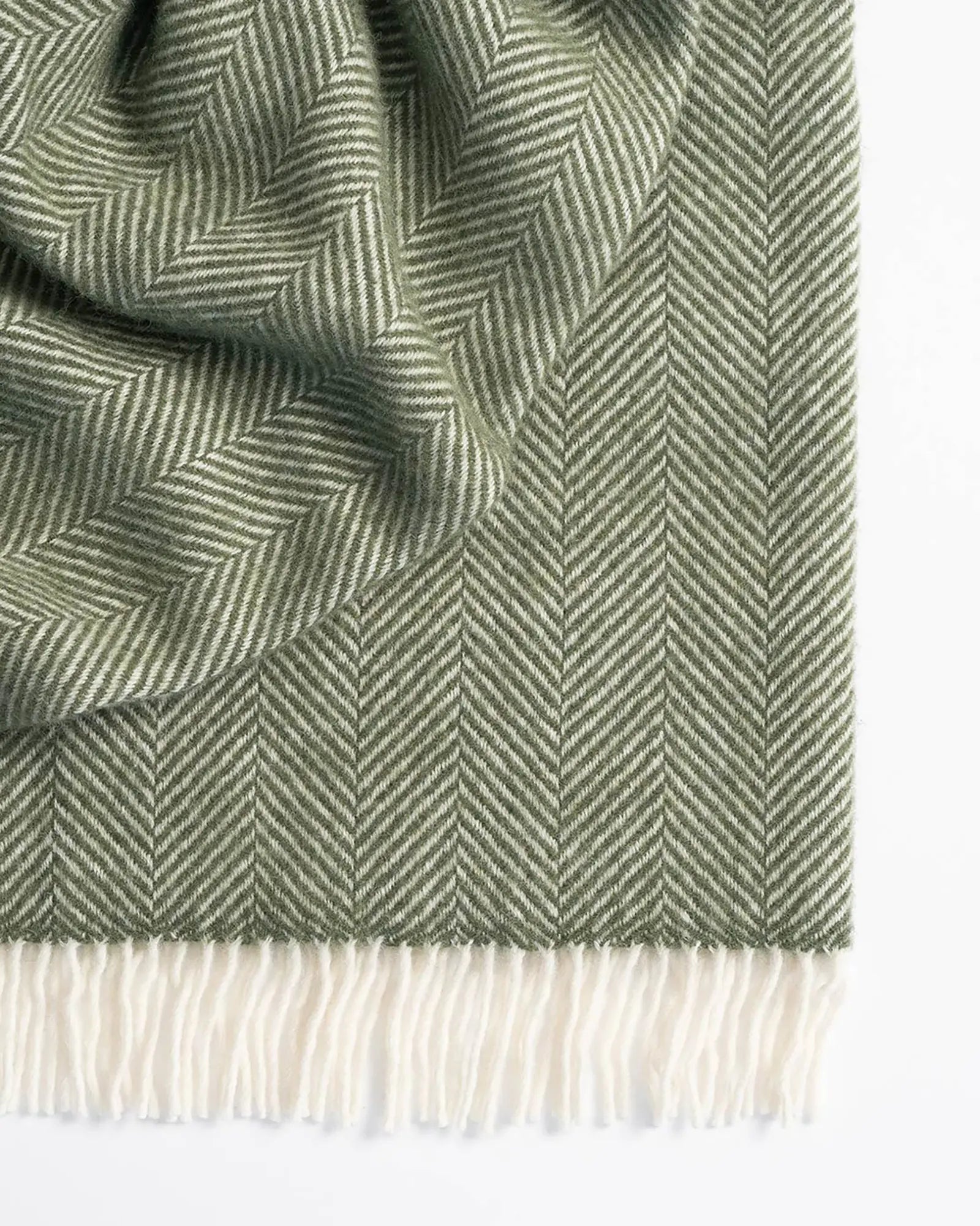 Weave Home Magnus Olive Wool Throw Blanket