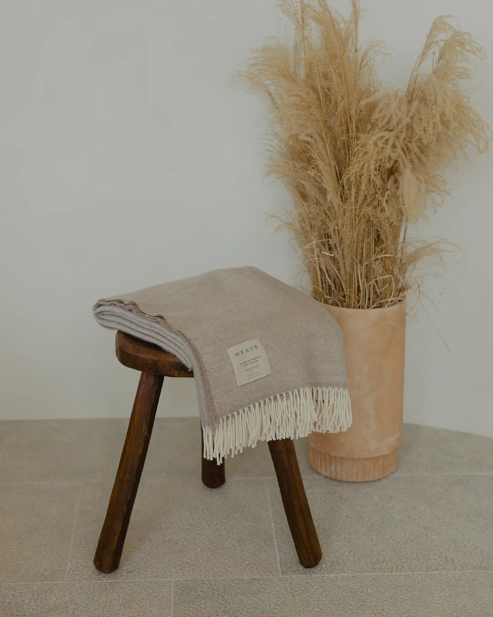 Weave Home Harris Merino Lambswool Throw in Natural