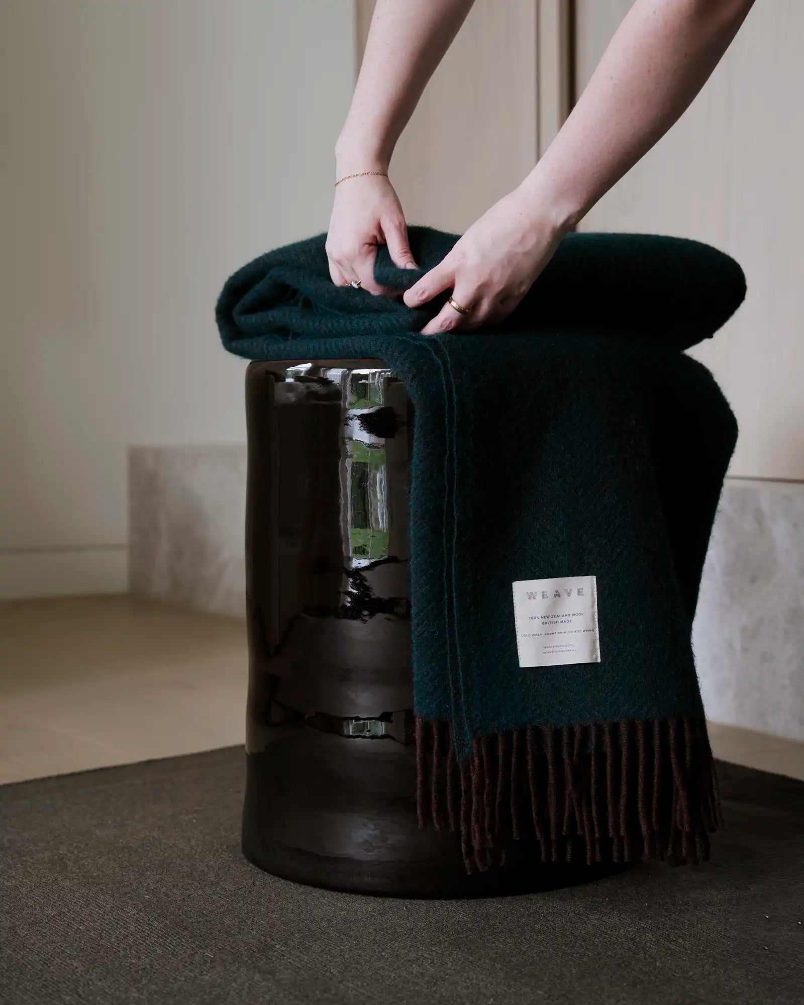 Weave Home Lerwick Wool Throw Blanket Hunter