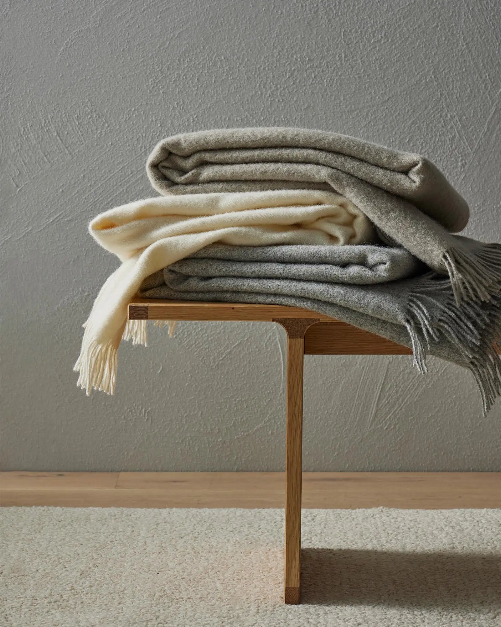 Weave Home Nevis Limestone Wool Throw Blanket