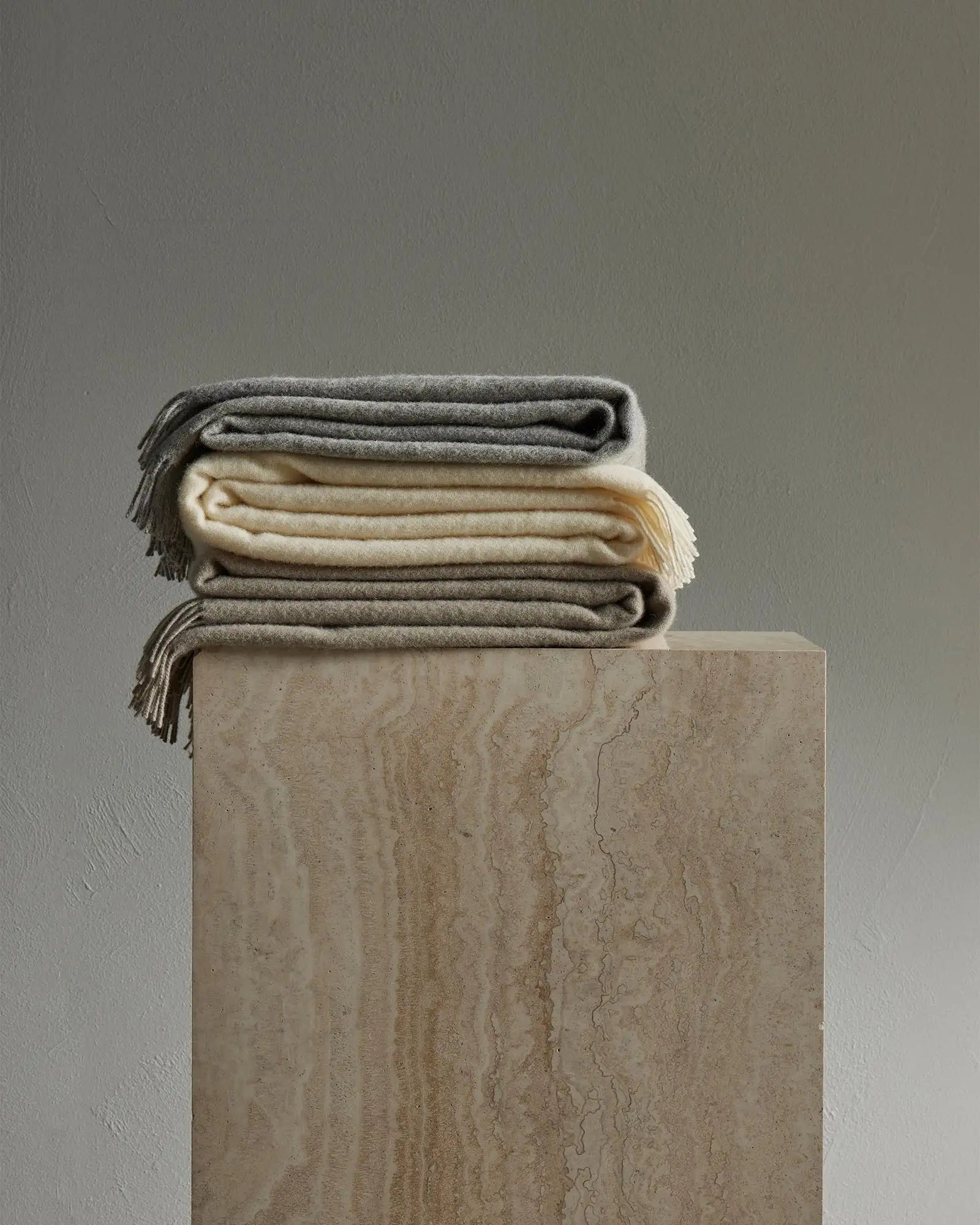 Weave Home Nevis Limestone Wool Throw Blanket