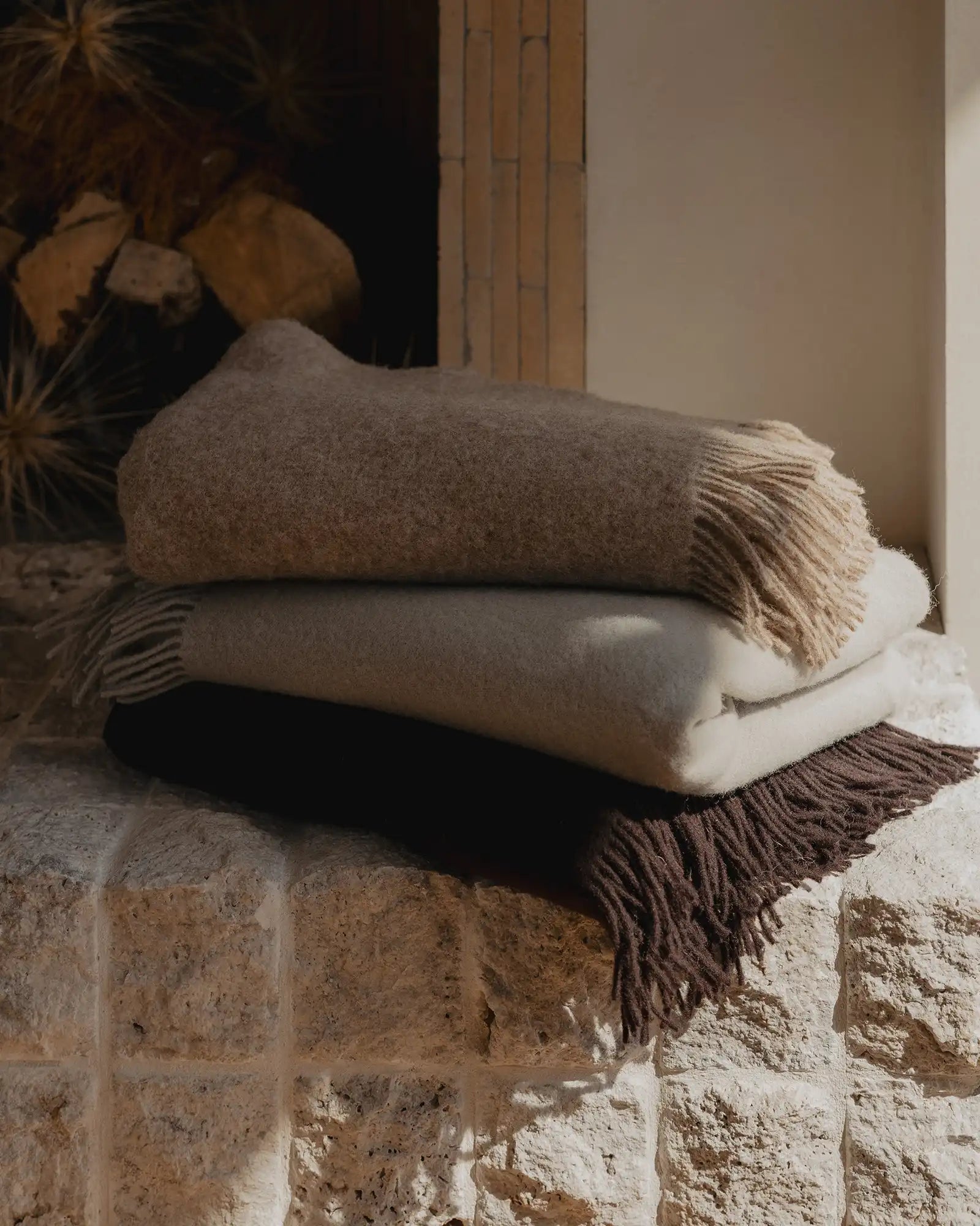 Weave Home Nevis Limestone Wool Throw Blanket