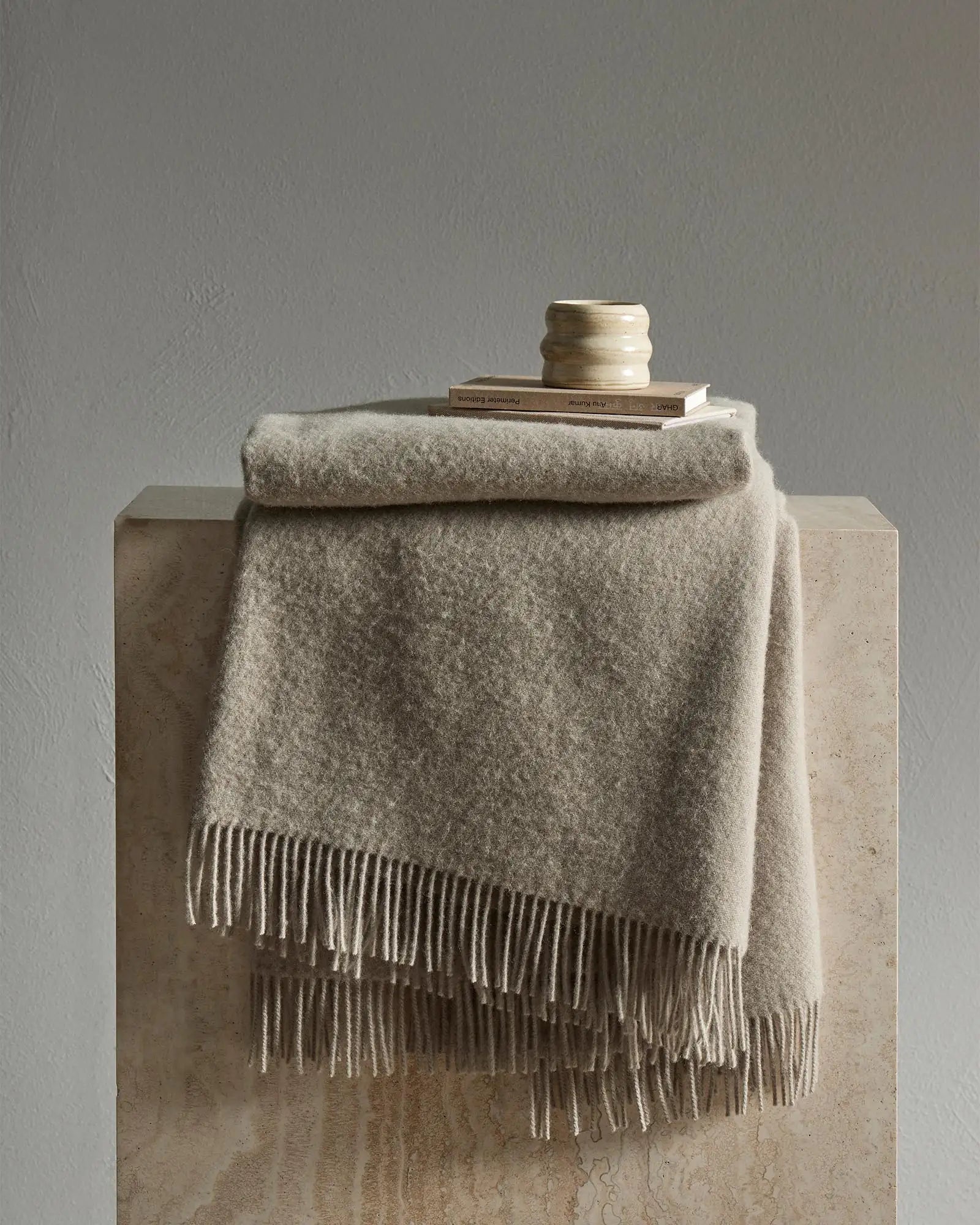 Weave Home Nevis Limestone Wool Throw Blanket