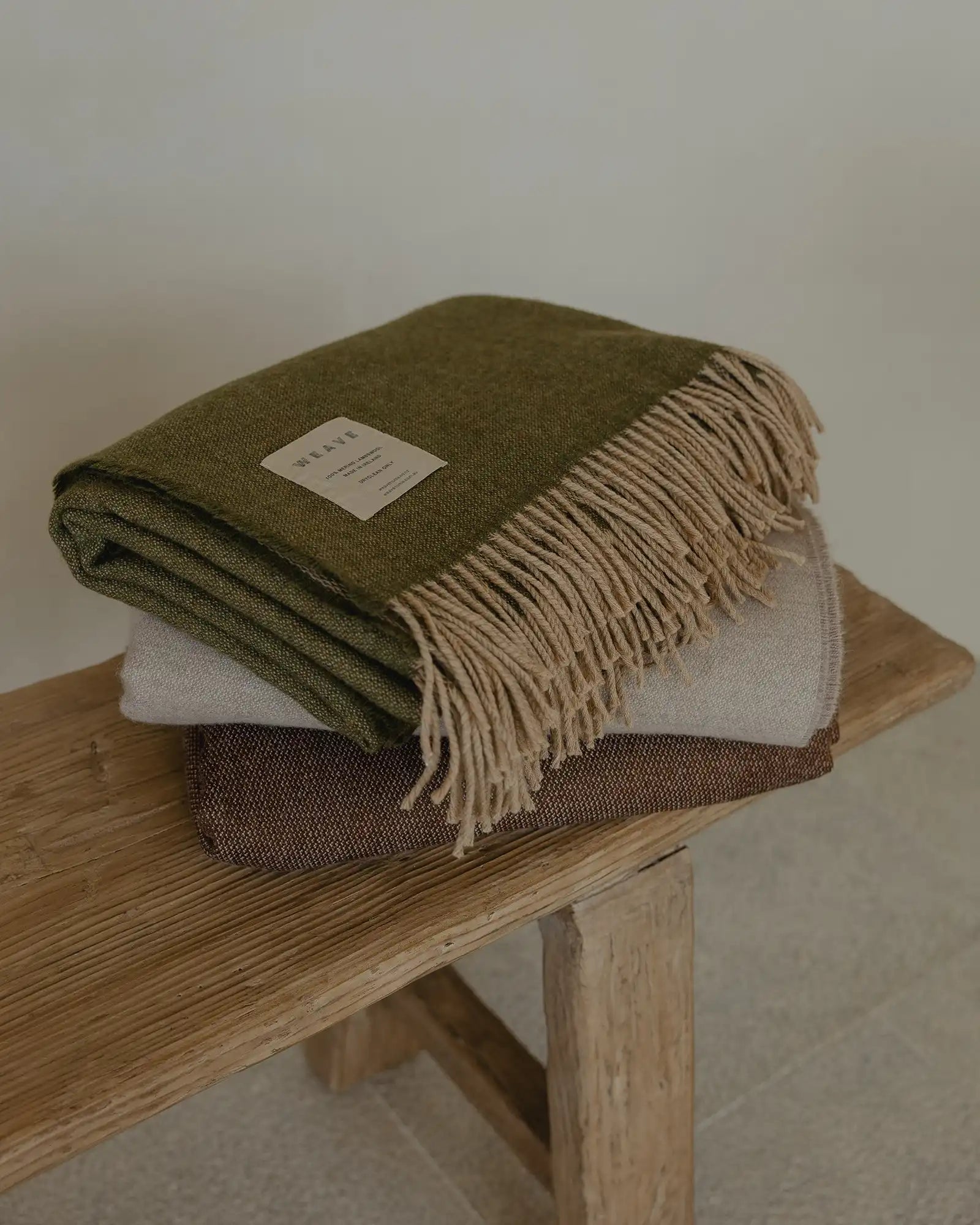 Weave Home Harris Moss Wool Throw Blanket
