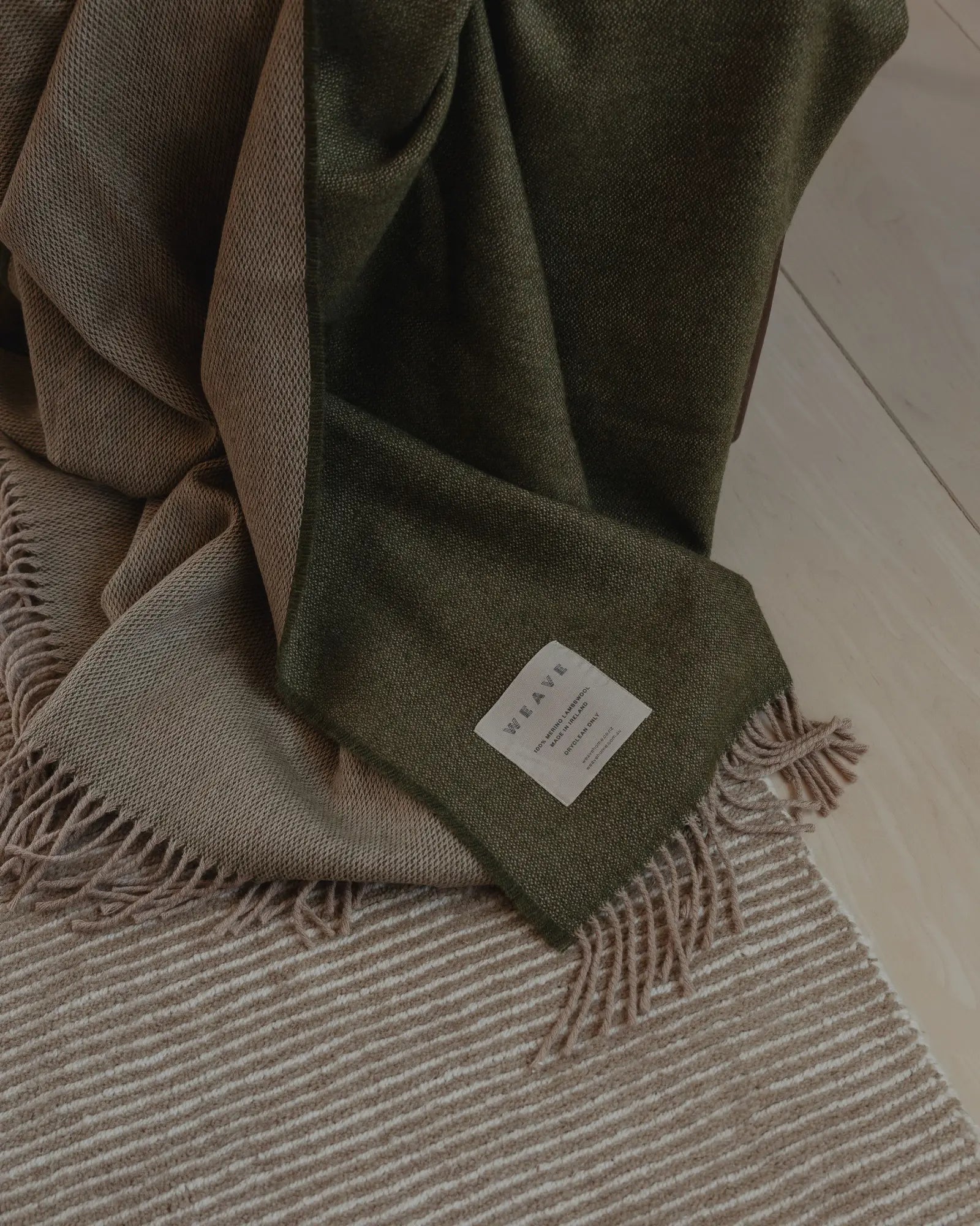 Weave Home Harris Moss Wool Throw Blanket