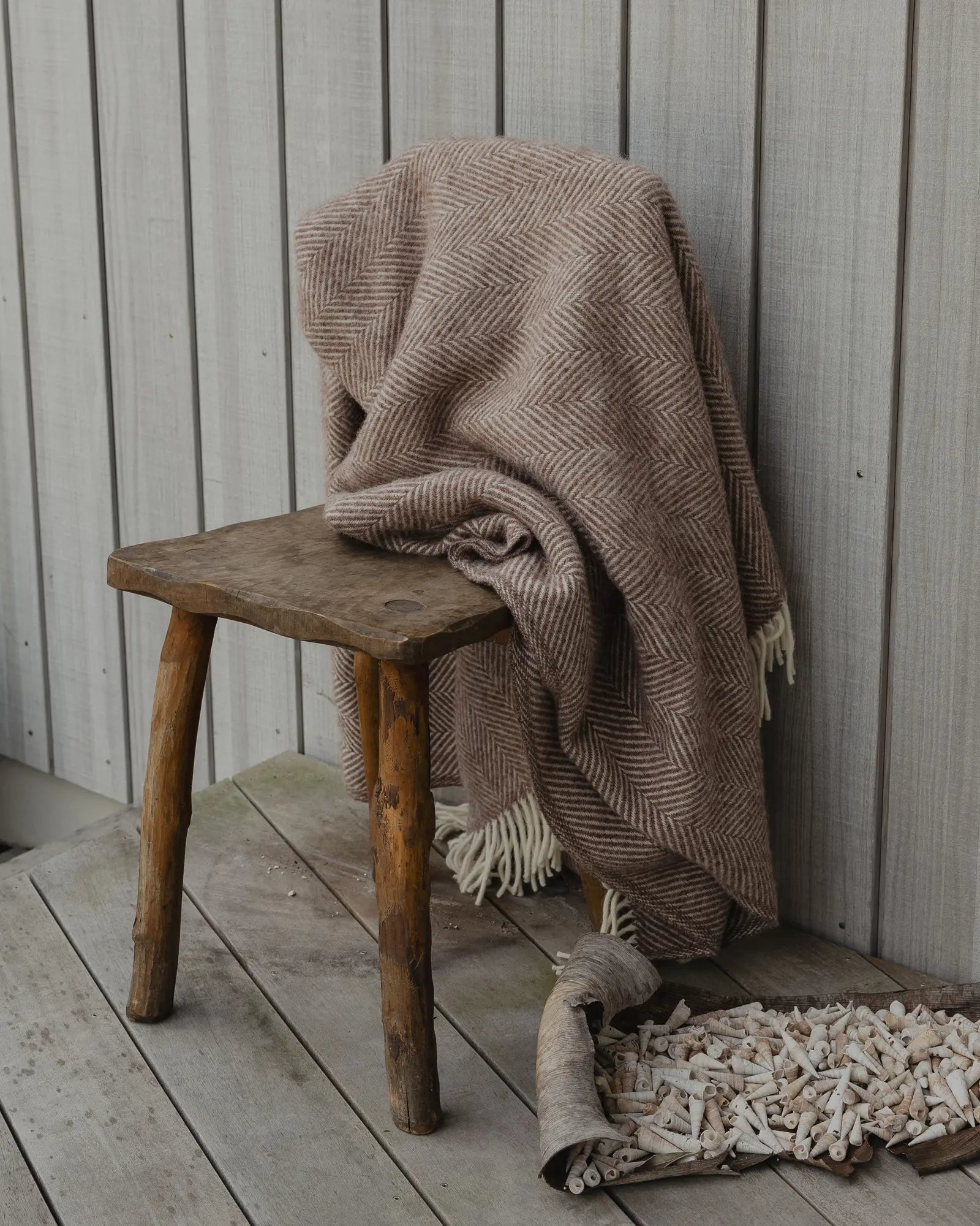 Weave Home Magnus Cocoa Wool Throw Blanket