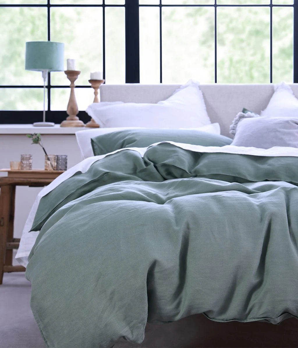 MM Linen Laundered Linen Duvet Set - Seagrass