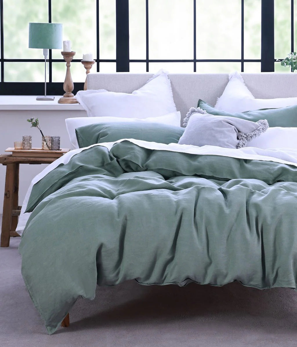 MM Linen Laundered Linen Duvet Set - Seagrass