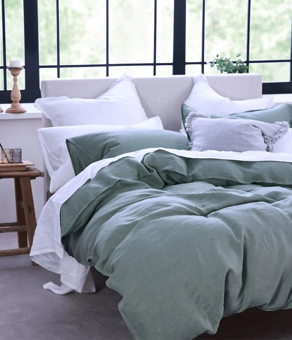 MM Linen Laundered Linen Duvet Set - Seagrass
