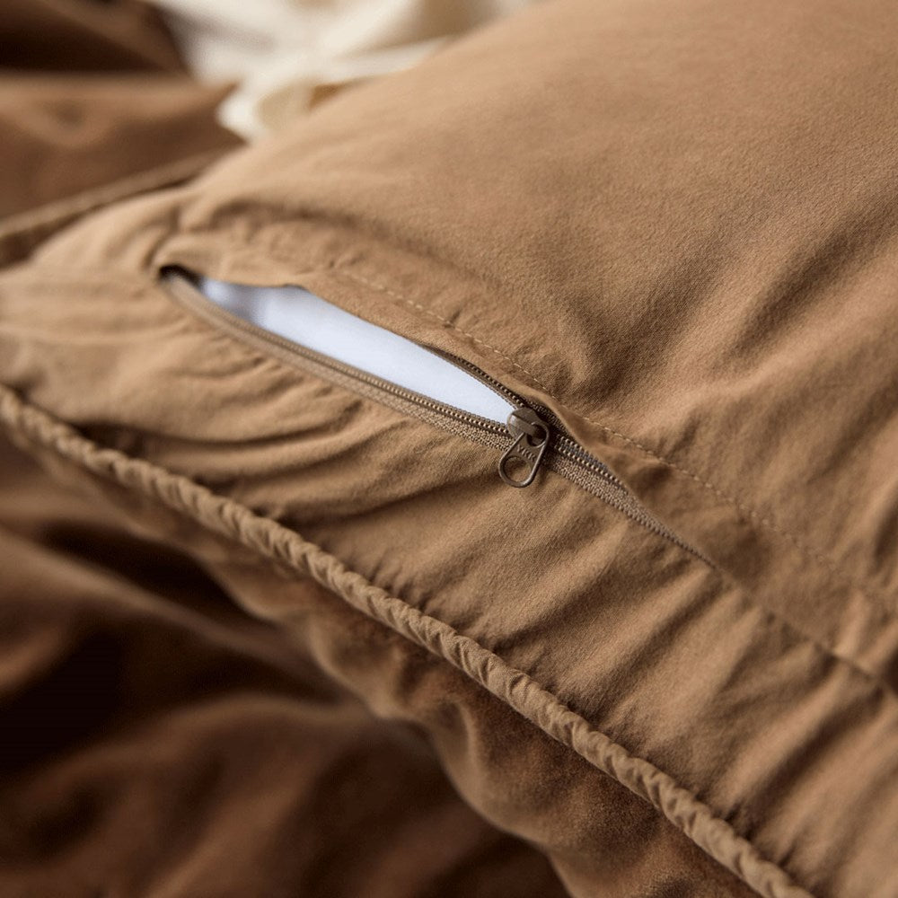 Venus Cotton Velvet Cushion & King Cover - Cafe