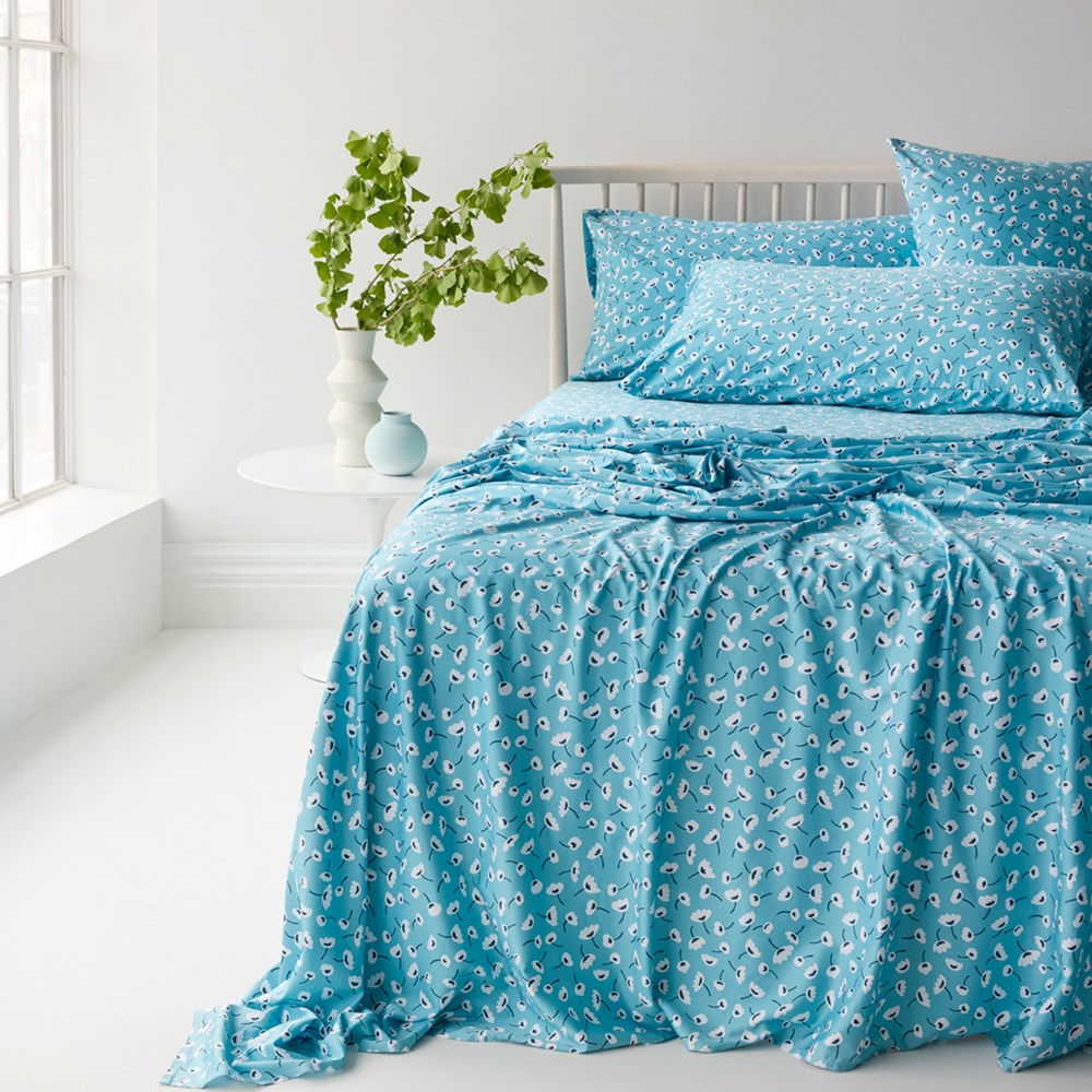 Bamboo Cotton Fitted Sheet - Mina Blue
