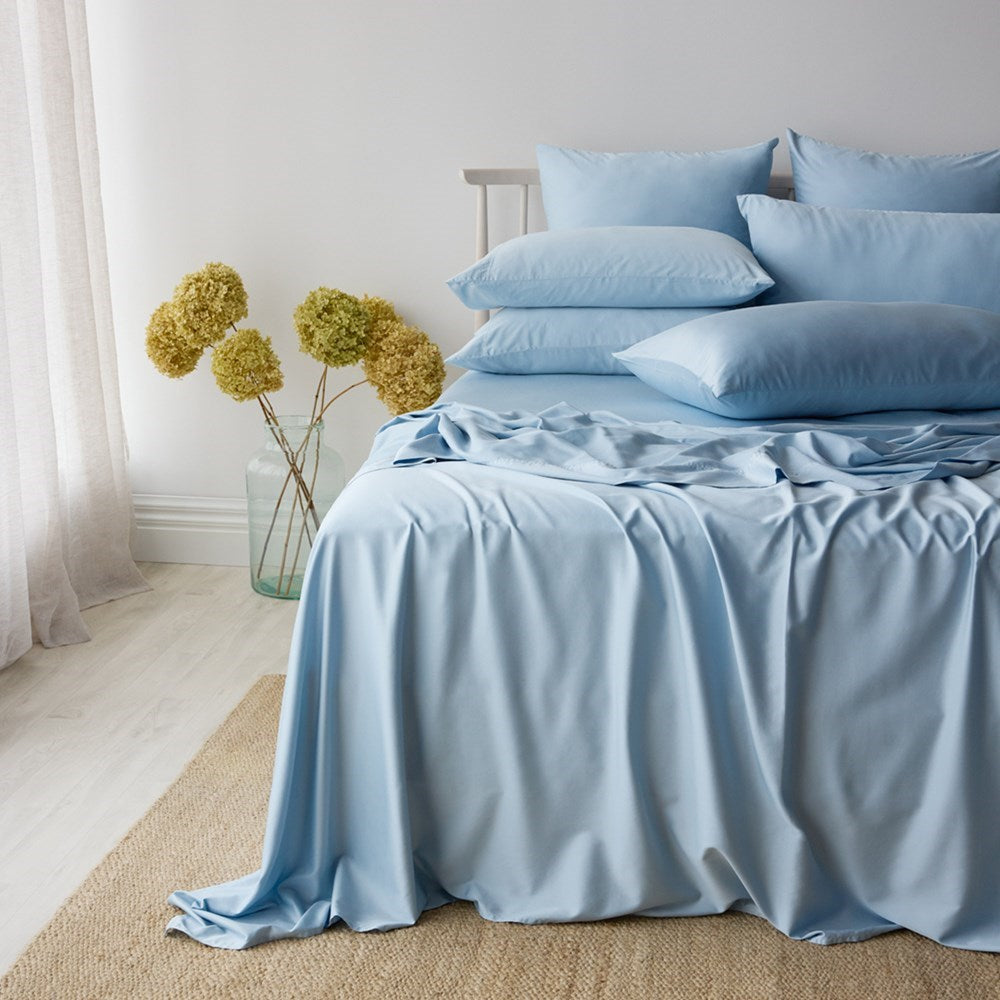 Bamboo Cotton Flat Sheet - Sky