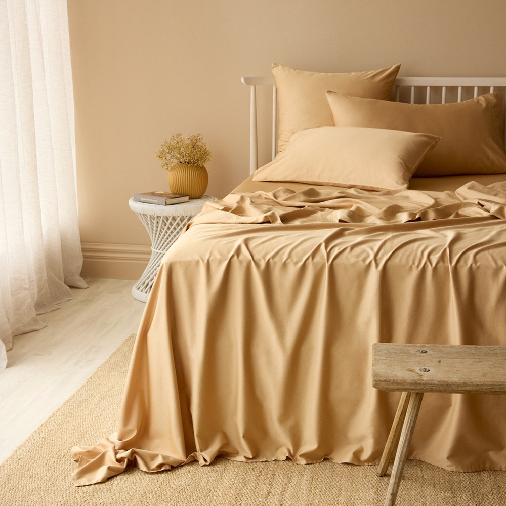 Bamboo Cotton Flat Sheet - Almond