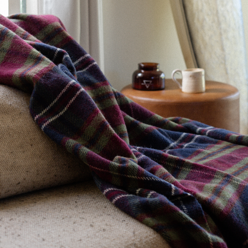 Tartan NZ Wool Throw - Morello Check