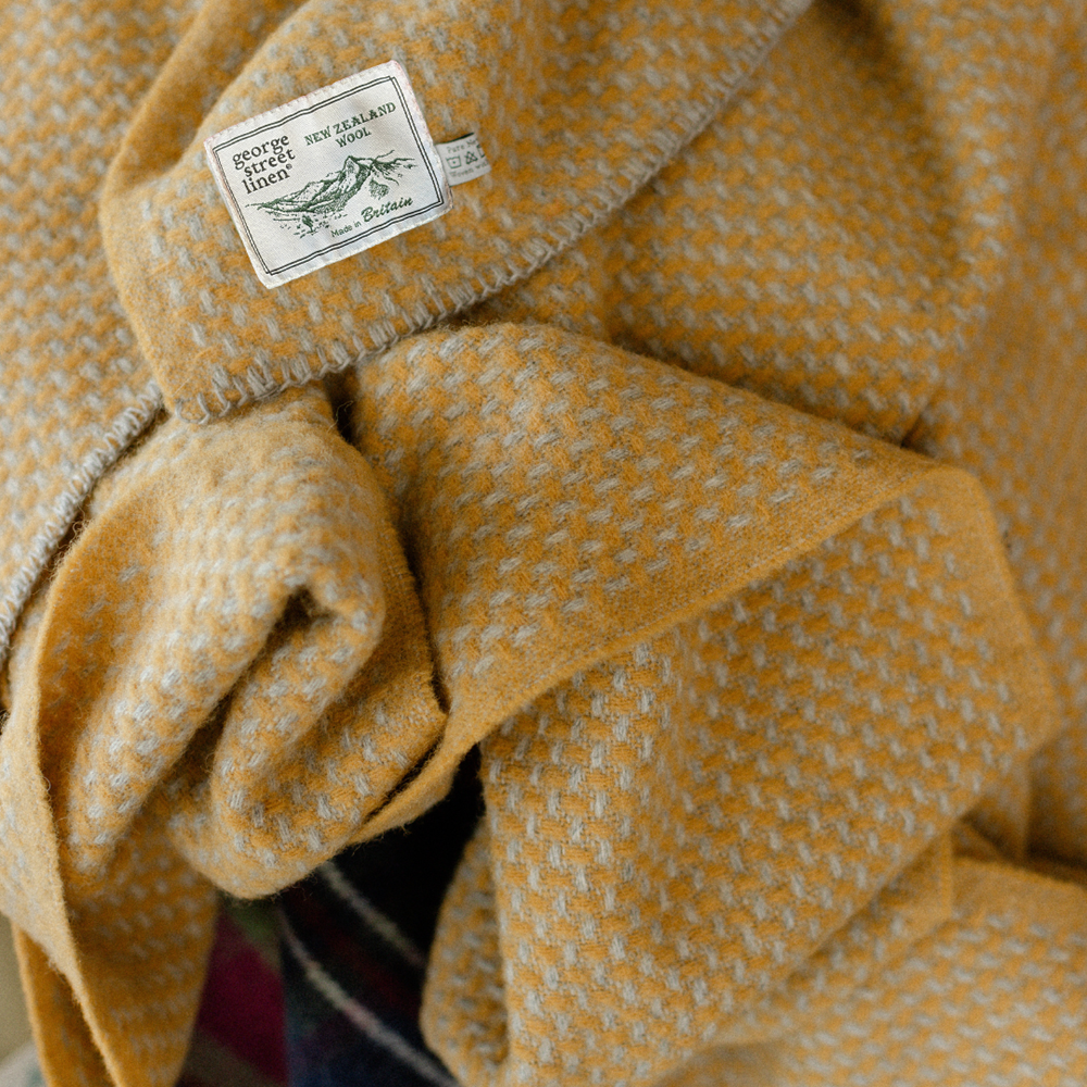 Twill NZ Wool Throw - Grey Mustard