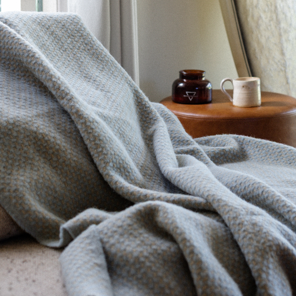 Twill NZ Wool Throw - Duck Egg
