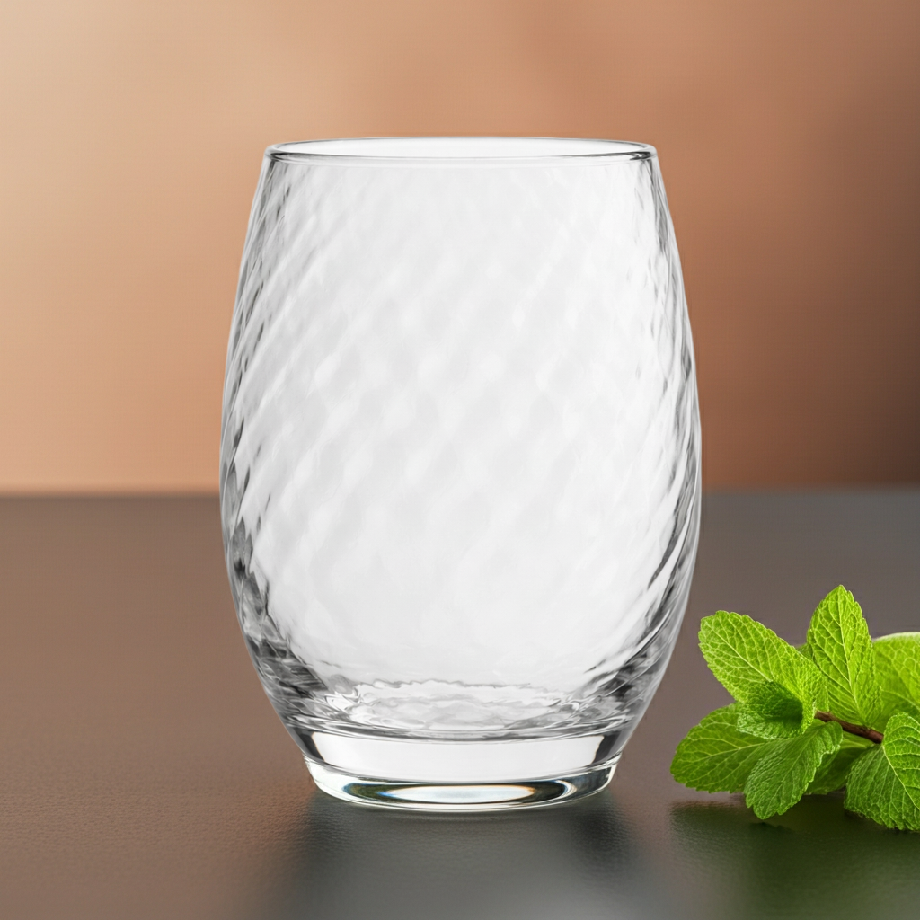 Clear Diagonal Textured Glass Tumbler 420ml