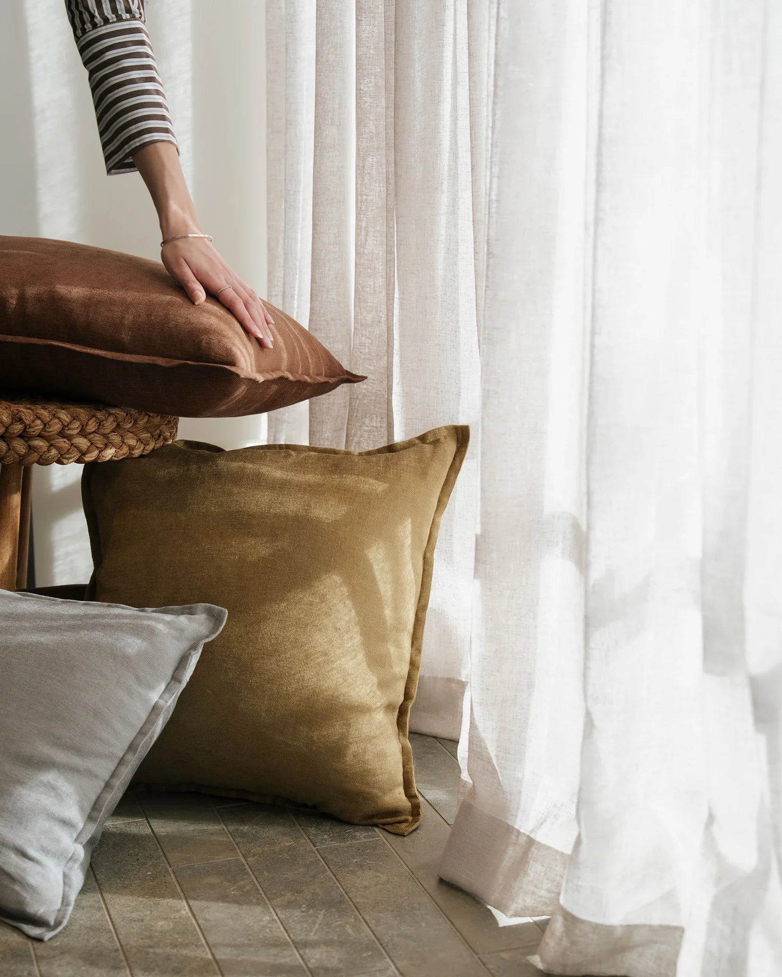 Weave Home Fiore Chenille Cushion Toffee