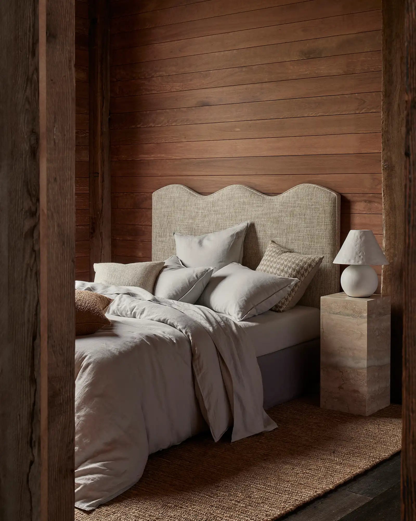 Weave Home Giovanni Bouclé Houndstooth Cushion Oatmeal