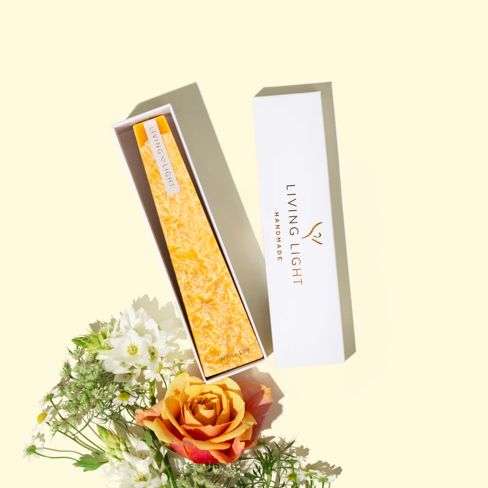 White Lily Icicle Candles - Yellow - NZ Made - Plant & Beeswax
