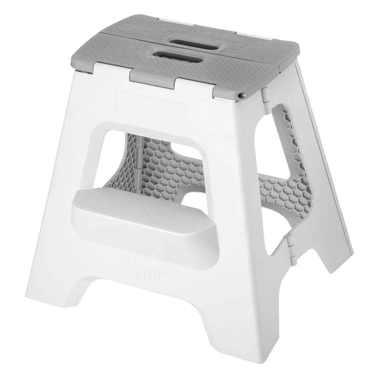 Compact 2 Step Grey Foldable 40Cm Stool