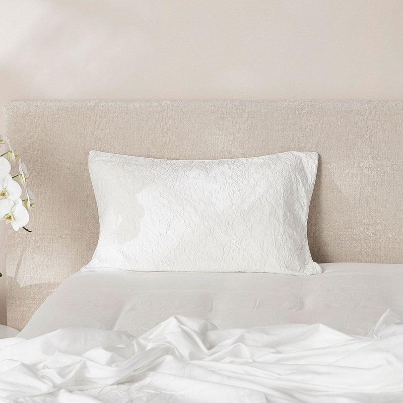 Isabella Cotton Damask Pillowcase - White