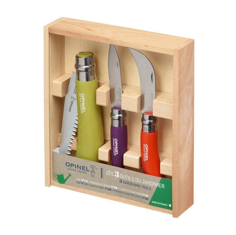 Opinel - Garden Knife Trio - 3 Colours Set w/wood box