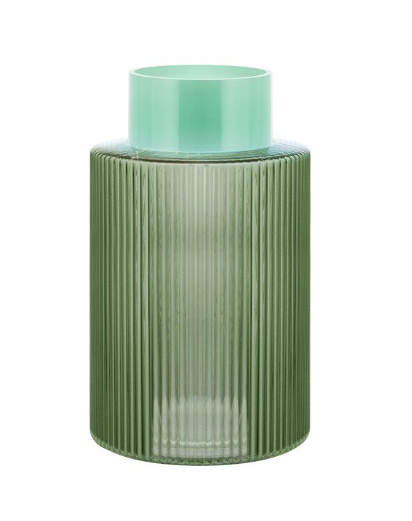 Glass Vase Groove - Green